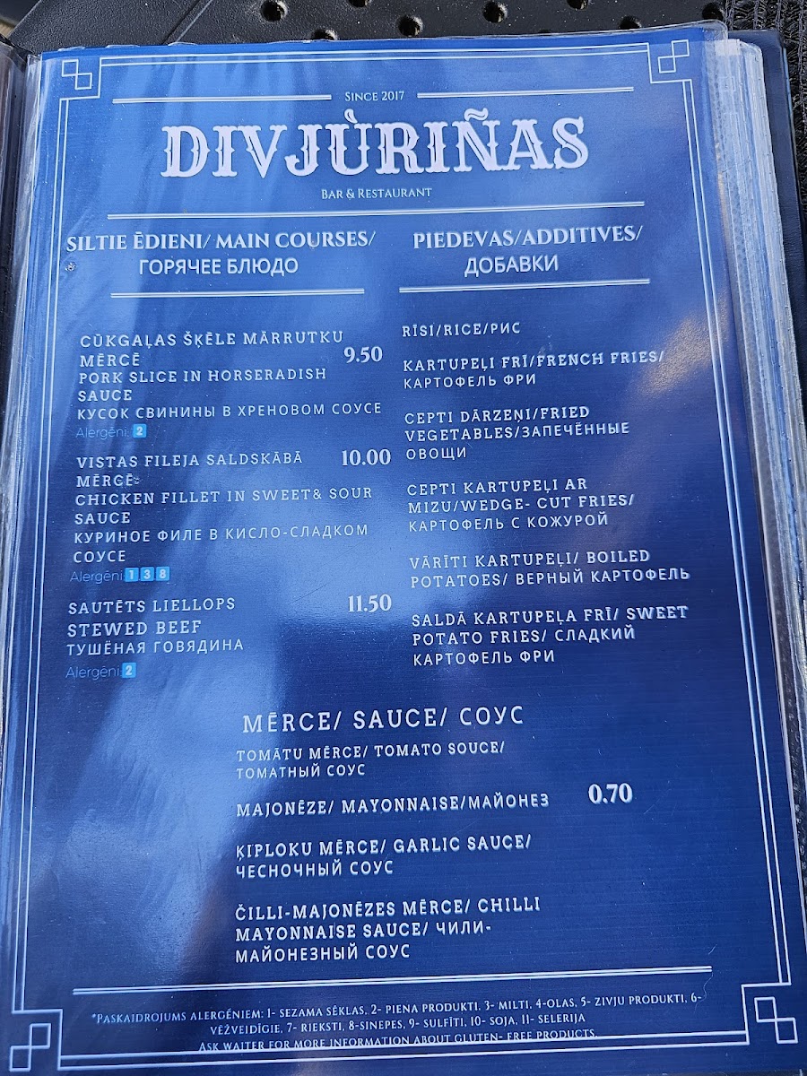 Menu - Divjūriņas photo 1