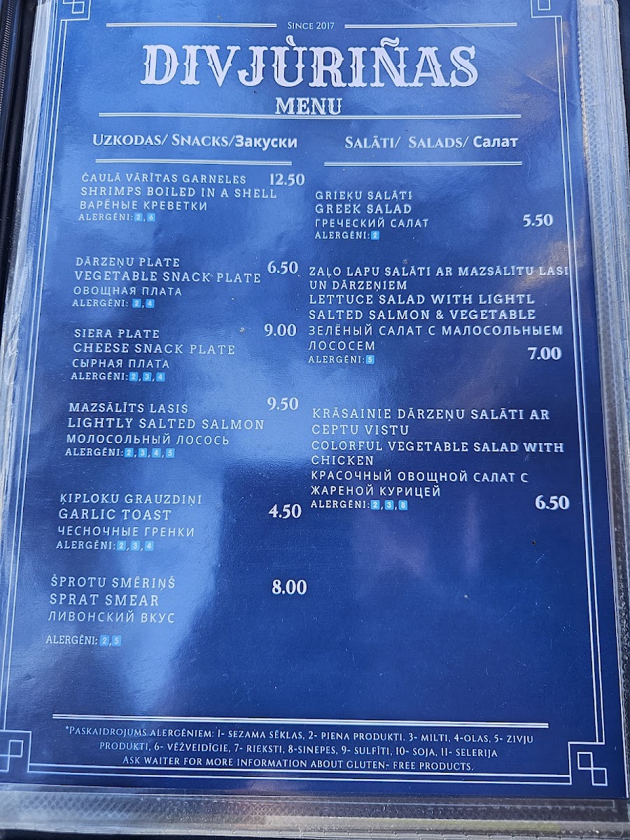 Menu - Divjūriņas photo 2