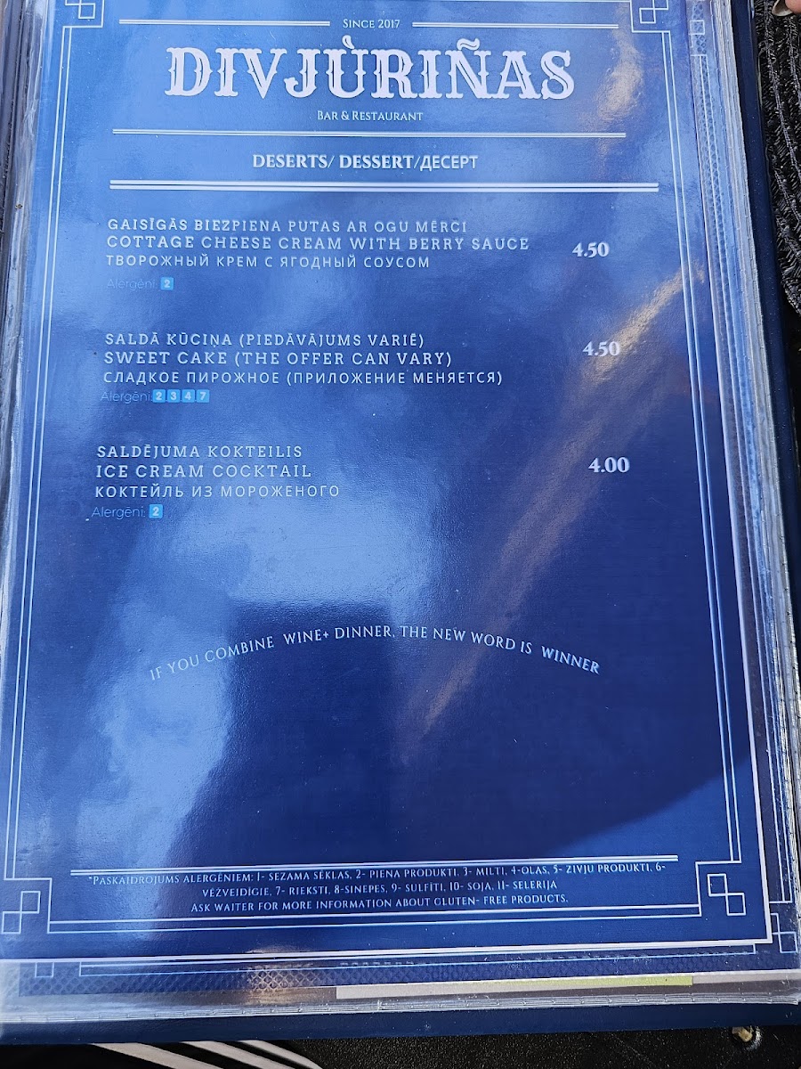 Menu - Divjūriņas photo 5